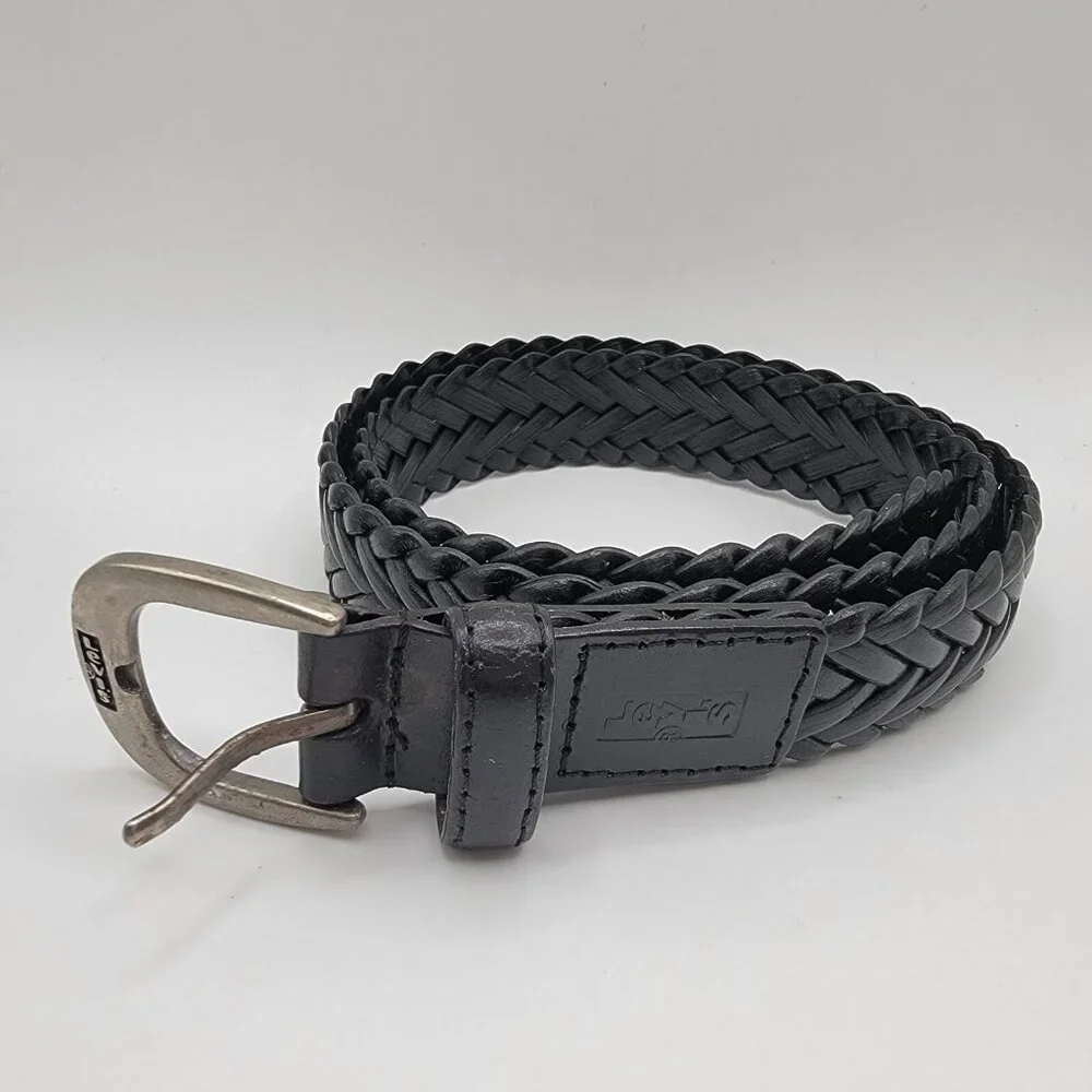 Levi's Belt Boys M 26-28 Black Braided‎ Classic Belt Faux Leather